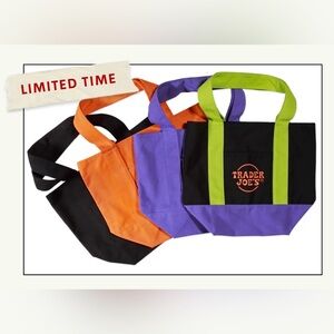 Trader Joe's Trick Or Treat Canvas Tote Bags-Limited Edition, set of 4